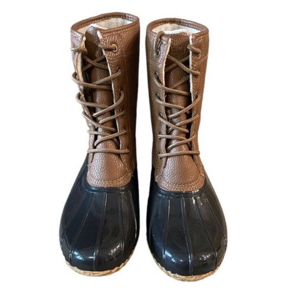 JBU by Jambu Womens Mid Calf Rain Boots Size 9.5 Brown Lace Up Duck Boot - Picture 3 of 9